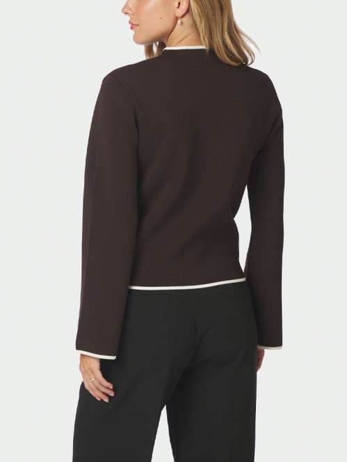 Quiana two-way zip knit jacket dk brown 