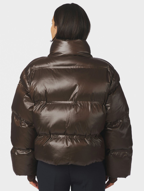 Rhea shiny puffer jacket chocolate brown 