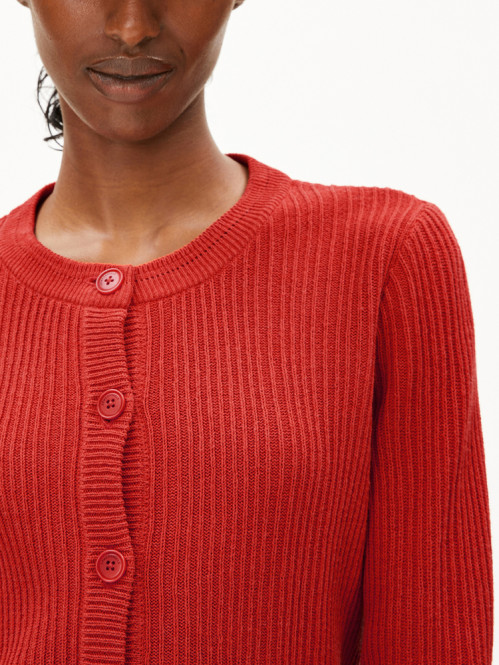 Ricalaa lino cardigan coral blush 