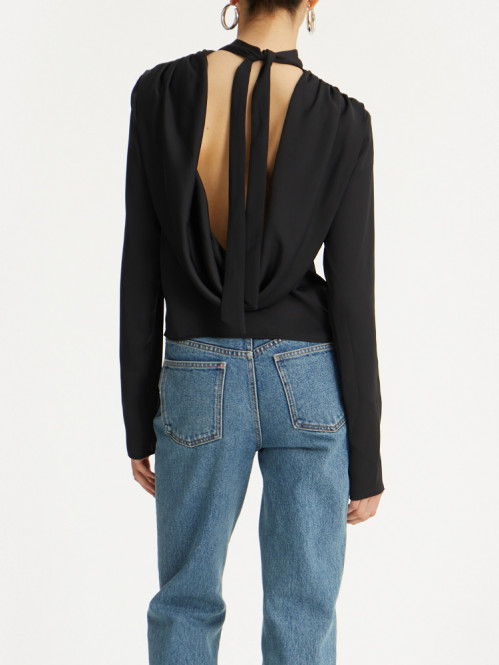 Satin drapy back top 