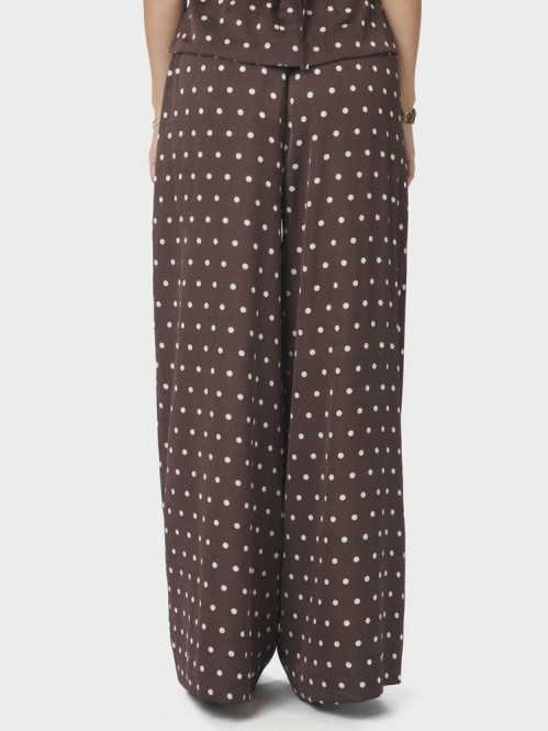 Sebba big dot pants dark brown 