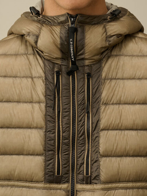 Shell goggle down jacket vintage khaki 