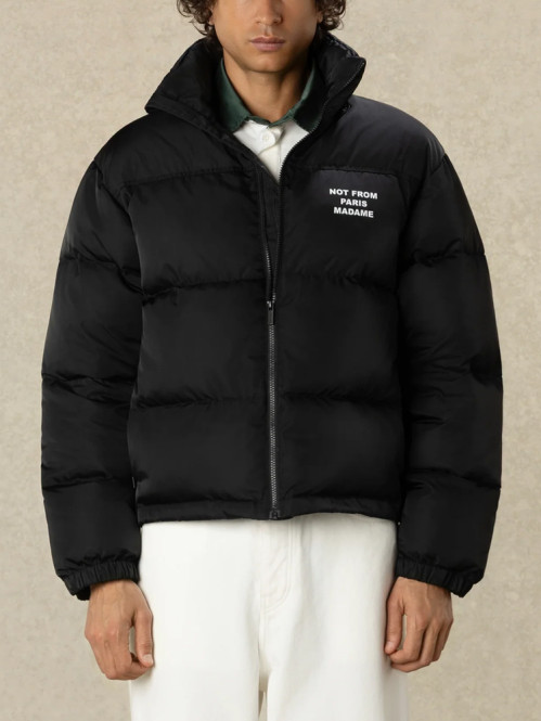 Slogan puffer jacket black 