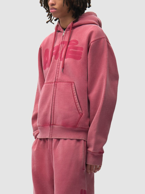 Stencil sunfade zip hoodie red 