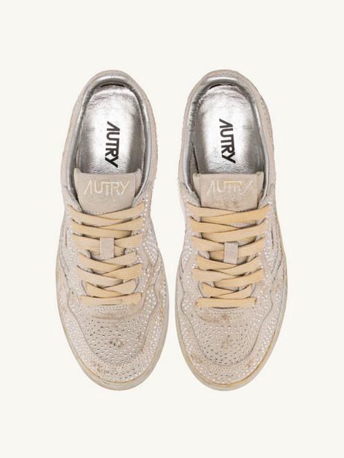Medalist low suede strass white 