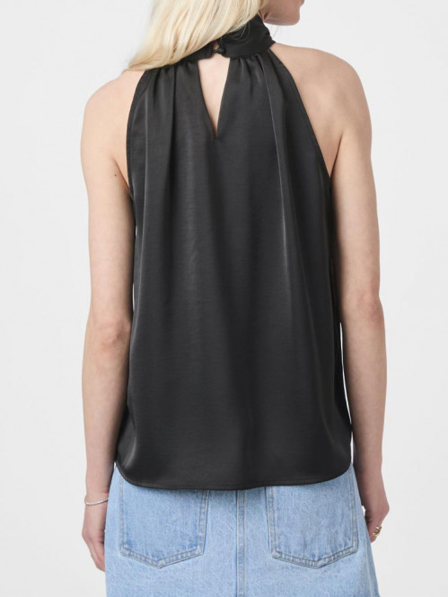 Svala heavy sateen top black 