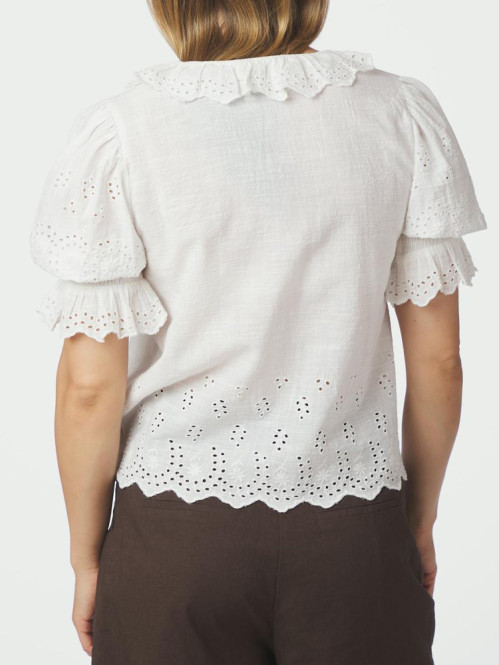 Talise emb blouse white 