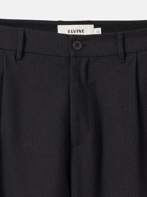 Tapered pleated melange pants black mel 