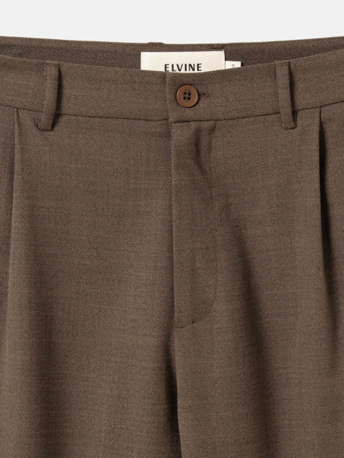 Tapered pleated melange pants brown mel 
