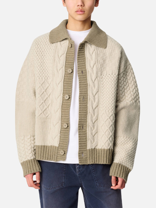 Textured franko cardigan lt beige 