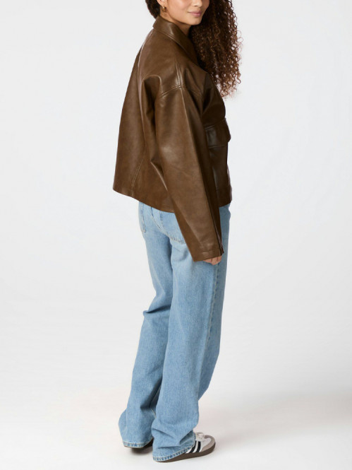 Titan faux leather jacket lt brown XS