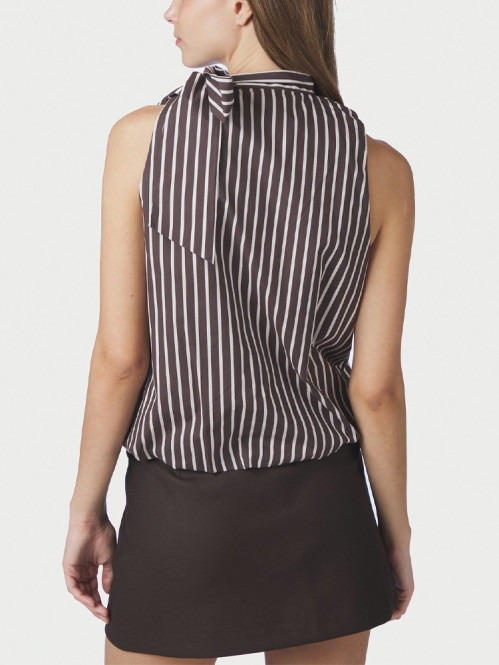 Veda wide stripe top dk brown 