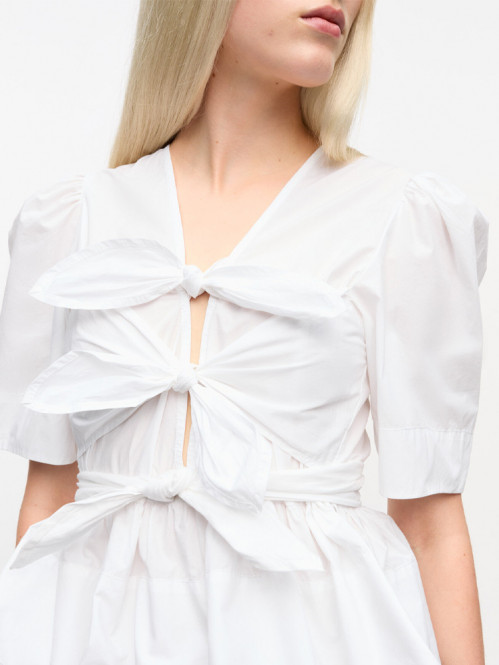Washed stretch tie strap blouse white 