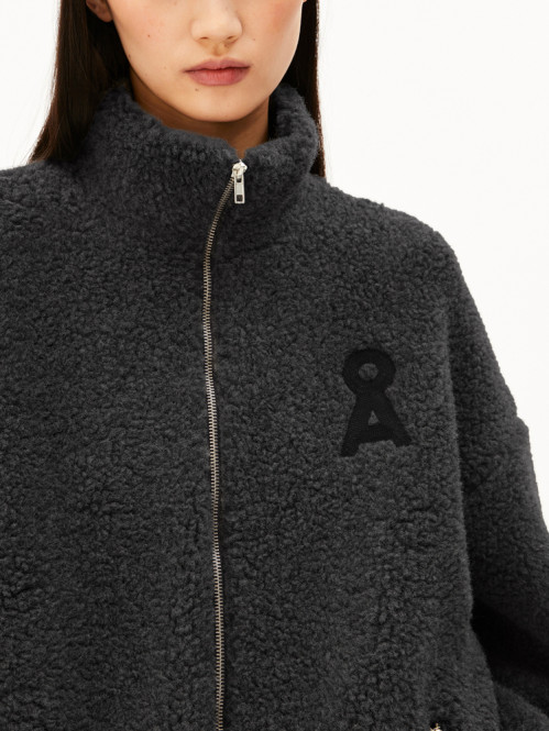 Wool blend fleece jacket steel mel 
