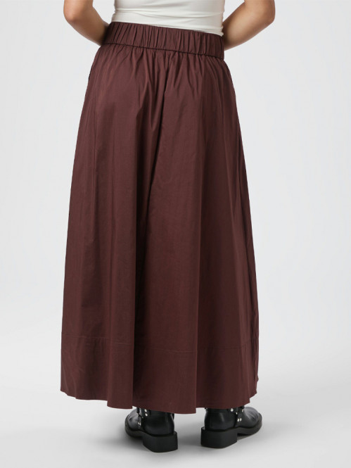 Yara long poplin skirt burgundy 