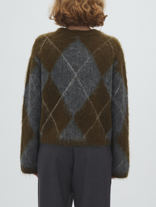 Zelie-m brush artwork pullover argyle olive 