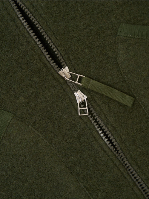 Zip waistcoat wool fleece olive 
