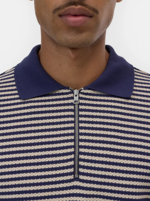 Zipped knit polo dark night 