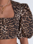 Printed cotton cropped zipper blouse big leo 