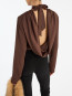 Satin drapy back top chicory coffee 