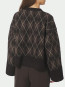 Kick check knit blouse dark brown 