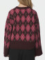 Kick check knit blouse wine 