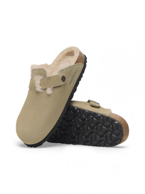 Boston shearling suede sandals taupe 