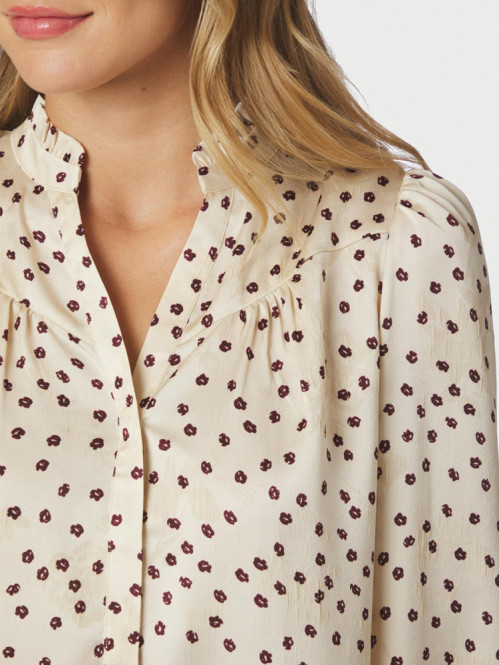 Astrida flower jaquard blouse creme 