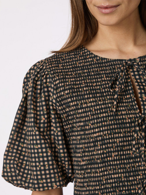 Auda check smock dress black L