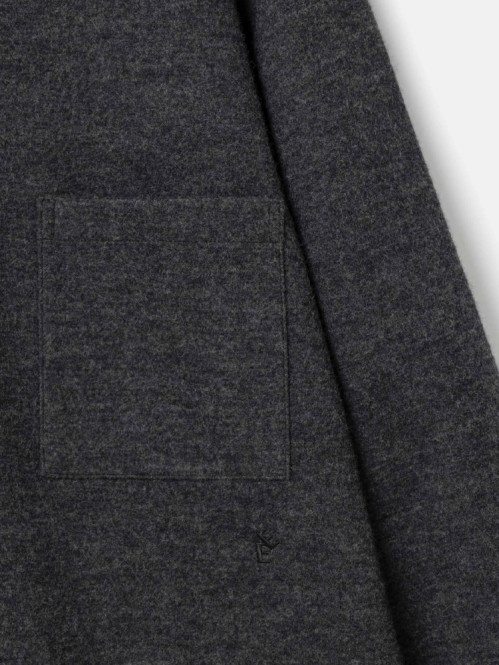 Boiled wool overshirt dk grey mel 