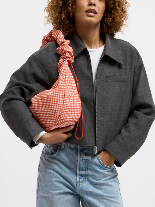 Moon bag ruffle vichy hot coral 