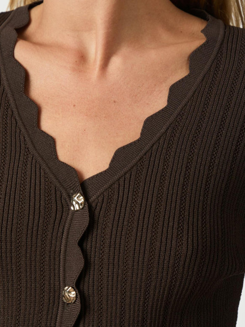 Clara stitch knit blouse dark brown L