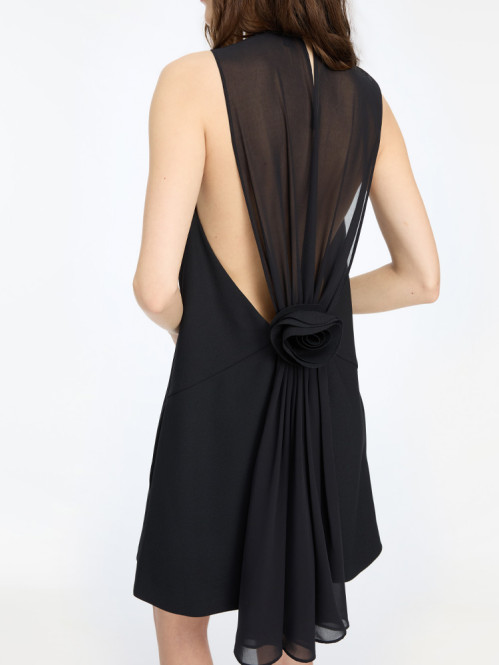 Crepe mini a-line dress black 
