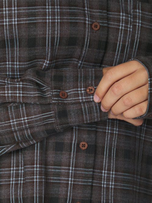 Dalma flannel check shirt warm grey 