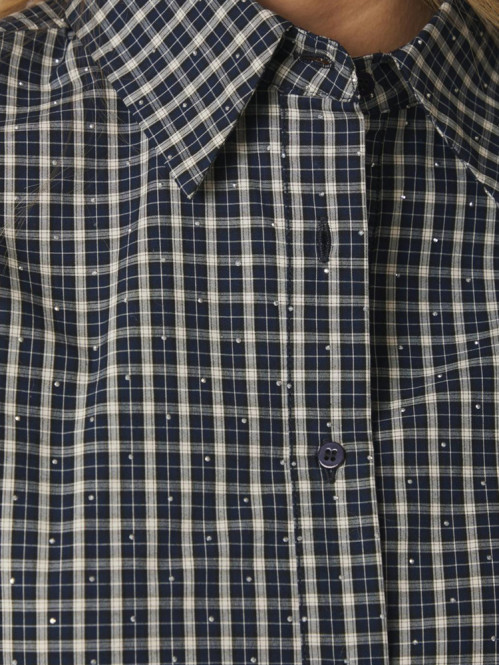 Drew check bedaz shirt dark blue 