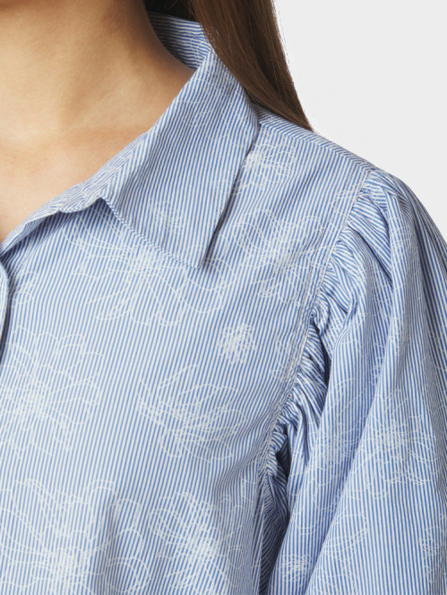 Etta flower stripe shirt light blue 