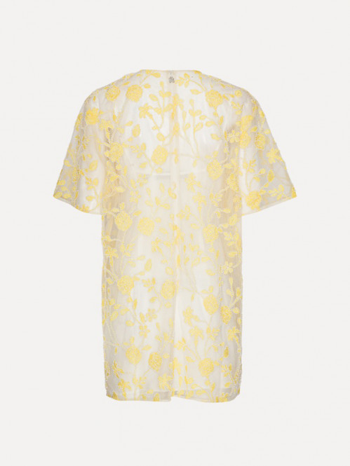 Flower beads boxy dress egret 