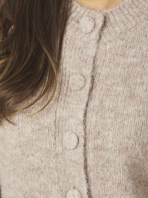 Gio fluffy knit cardigan beige mel 