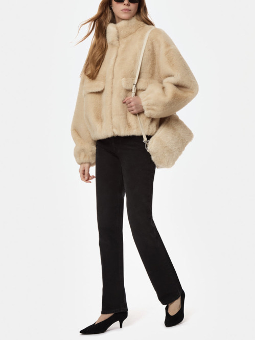 Iris shaved mink bomber latte multi 