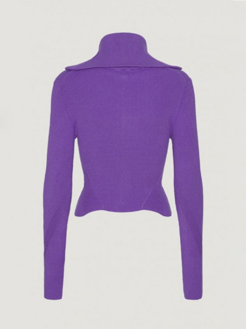 Knit cropped sweater bright purple 