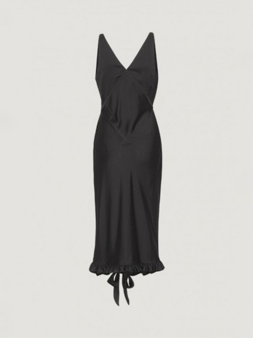 Light satin frill detaildress black 