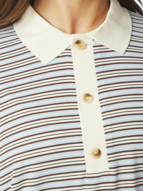 Lirenne striped polo blouse lt blue 