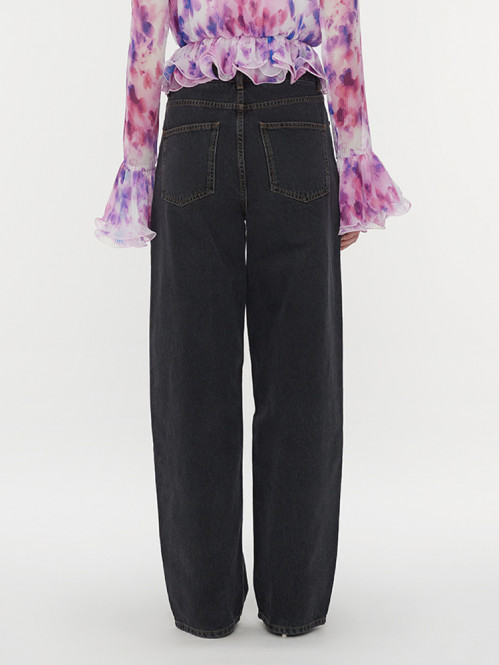 Loose denim jeans dark grey denim 