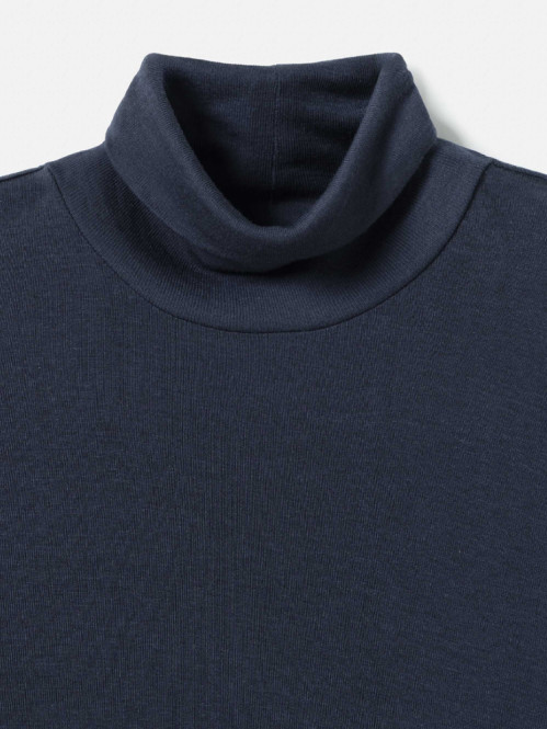 Lyocell wool turtleneck top indigo noir 