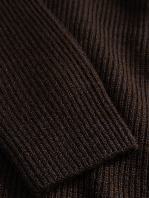 Hagen wool cotton rib cardigan dk purple 