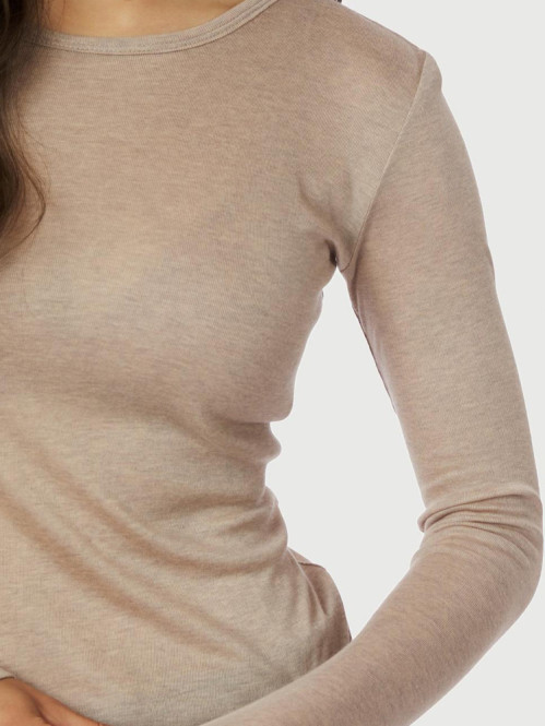 Nella fine rib blouse beige mel 