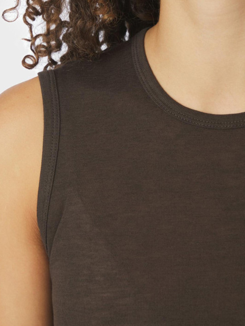 Nimbi fine rib top dark brown 