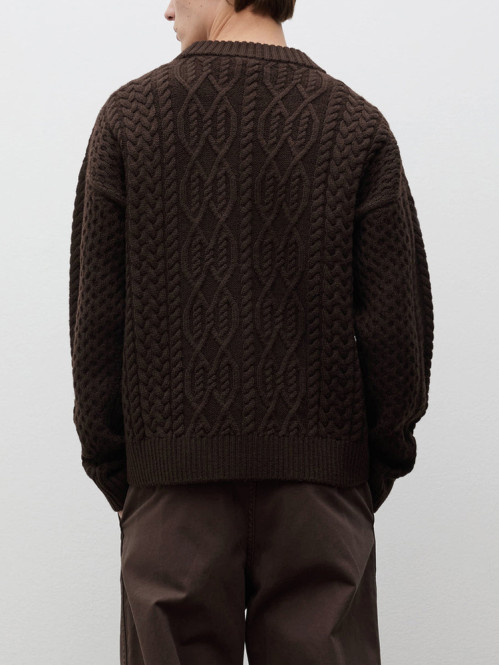 Nordhavn aran crewneck sweater brown 