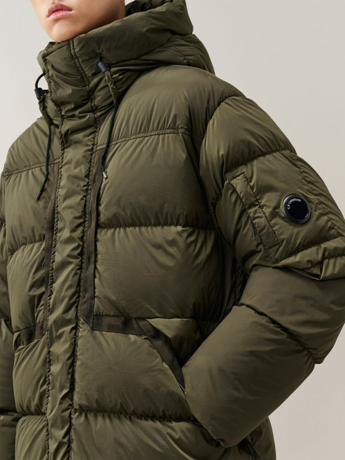 Nycra-R lens long hooded down jacket ivy green 
