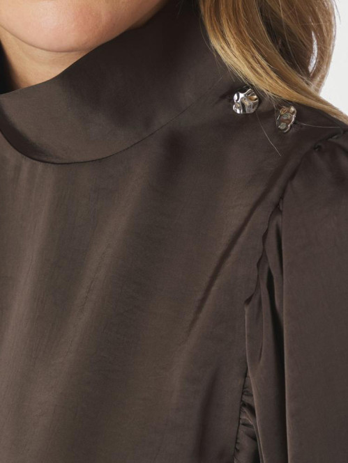 Parisa heavy sateen blouse dark brown 